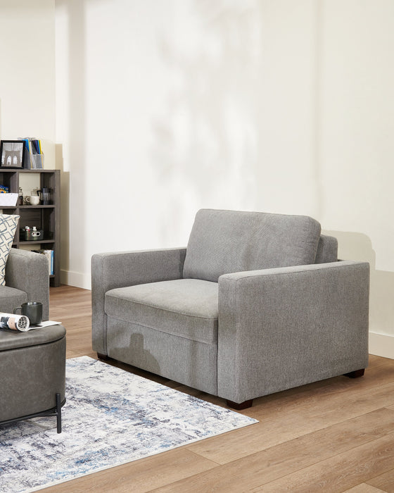 Dusk 52 \" Linen-Look Fabric Sleeper Chair with Track Arms - Grey