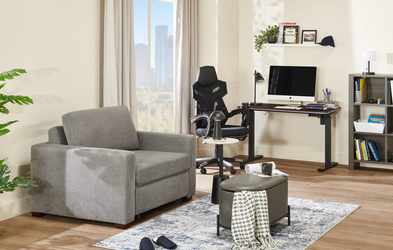 Dusk 52 \" Linen-Look Fabric Sleeper Chair with Track Arms - Grey