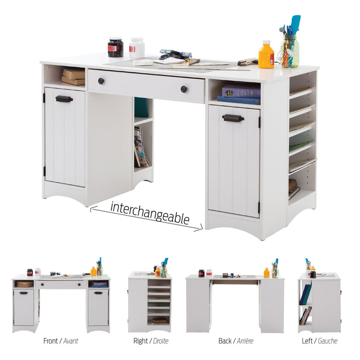 Artwork Craft Table With Storage - Pure White 