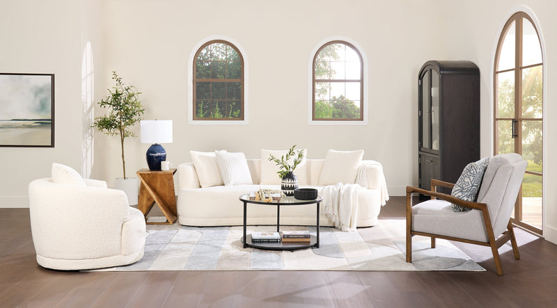 Echo 27.95\" Beige Fabric Accent Chair with Wood Arms and Legs