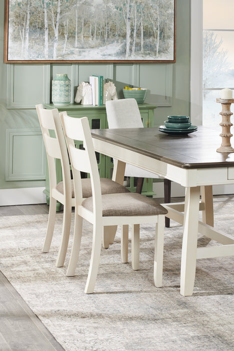 Echo 7pc Dining Table Set with Table & 6 Chairs, Storage Drawers, Trestle Base, 70\"W - White/Grey 