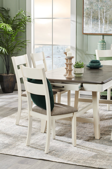 Echo Dining Chair with Linen-Look Fabric, Wood, Ladder-Back - White 