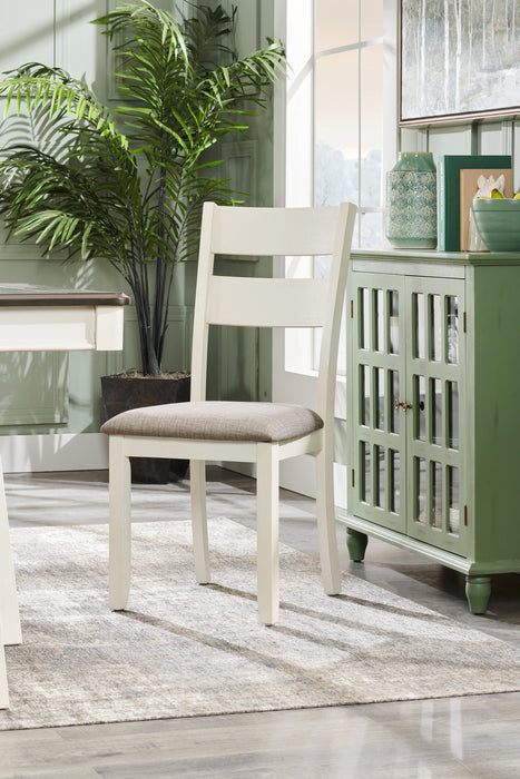 Echo 6pc Dining Table Set with Table, Bench & 4 Chairs, Storage Drawers, Trestle Base, 70\"W - White/Grey 