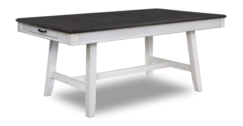 Echo 7pc Dining Table Set with Table & 6 Chairs, Storage Drawers, Trestle Base, 70\"W - White/Grey 
