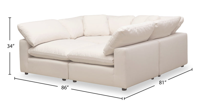 Eclipse 4-Piece Linen-Look Fabric Modular Sectional - Linen