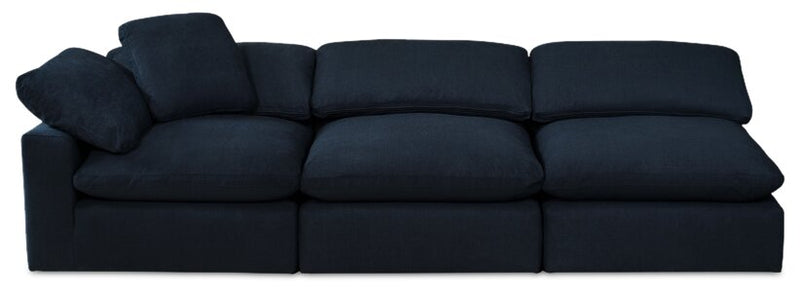 Eclipse 5-Piece Linen-Look Fabric Modular Sectional with Ottoman - Navy