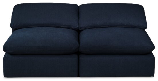 Eclipse 5-Piece Linen-Look Fabric Modular Sectional with Ottoman - Navy