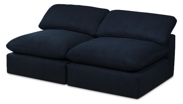 Eclipse 5-Piece Linen-Look Fabric Modular Sectional with Ottoman - Navy