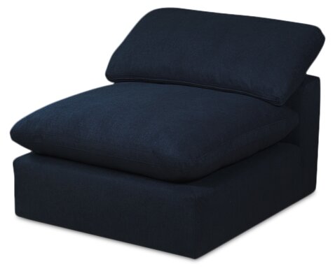 Eclipse 5-Piece Linen-Look Fabric Modular Sectional with Ottoman - Navy