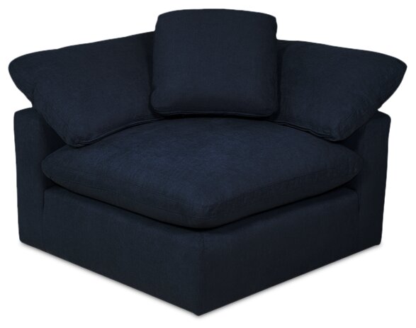 Eclipse 5-Piece Linen-Look Fabric Modular Sectional with Ottoman - Navy