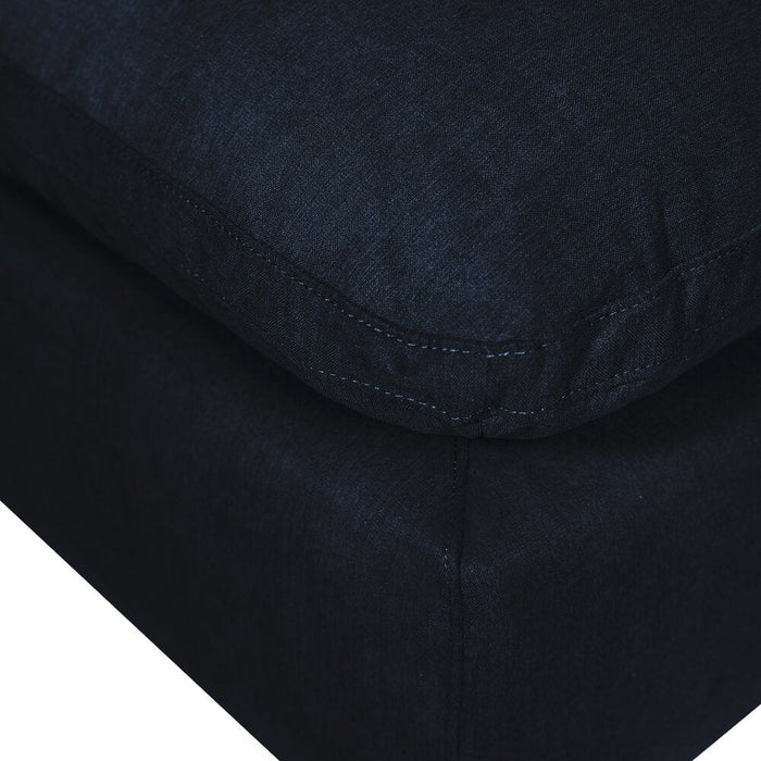 Eclipse 5-Piece Linen-Look Fabric Modular Sectional with Ottoman - Navy