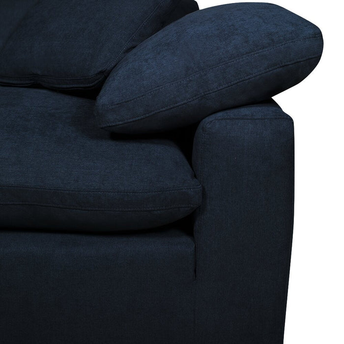 Eclipse 5-Piece Linen-Look Fabric Modular Sectional with Ottoman - Navy