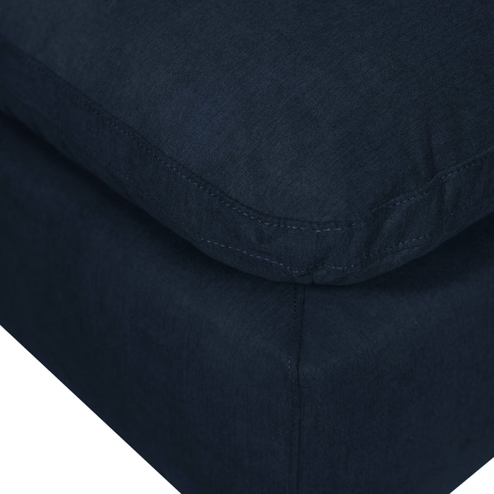 Eclipse Modular 4-Piece Linen-Look Fabric Pit Sofa Sectional with Reversible Feather Down Cushions - Navy Blue 
