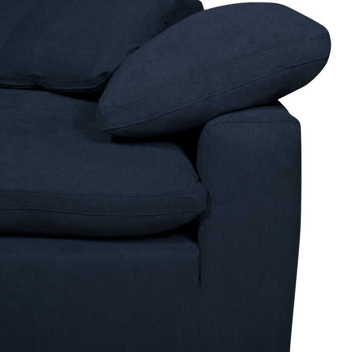 Eclipse Modular 4-Piece Linen-Look Fabric Pit Sofa Sectional with Reversible Feather Down Cushions - Navy Blue 