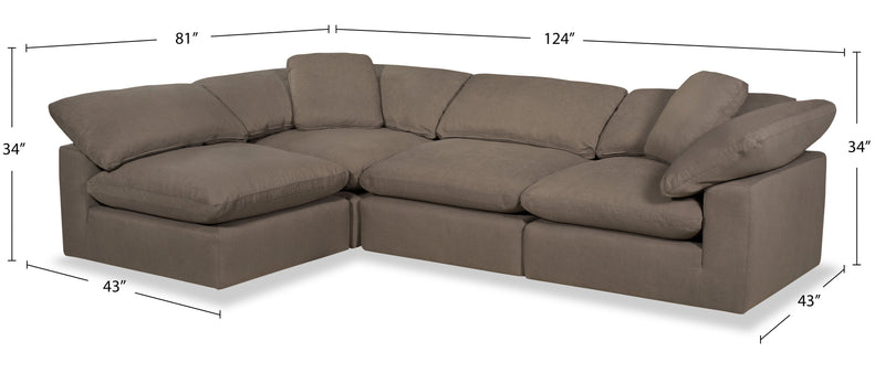 Eclipse 4-Piece Linen-Look Fabric Modular Sectional - Slate 
