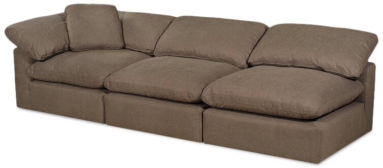 Eclipse 5-Piece Linen-Look Fabric Modular Sectional with Ottoman - Slate