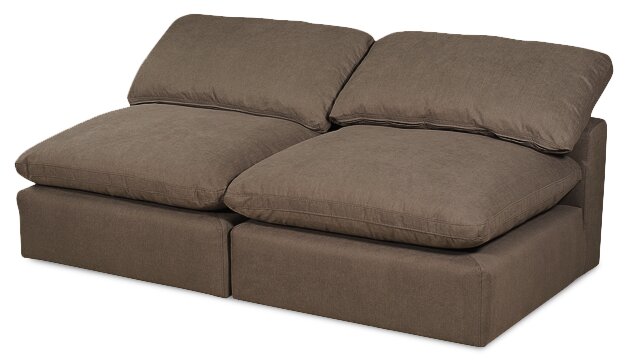Eclipse 5-Piece Linen-Look Fabric Modular Sectional with Ottoman - Slate