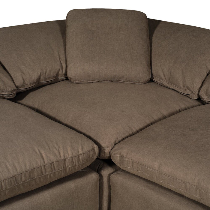 Eclipse 5-Piece Linen-Look Fabric Modular Sectional with Ottoman - Slate