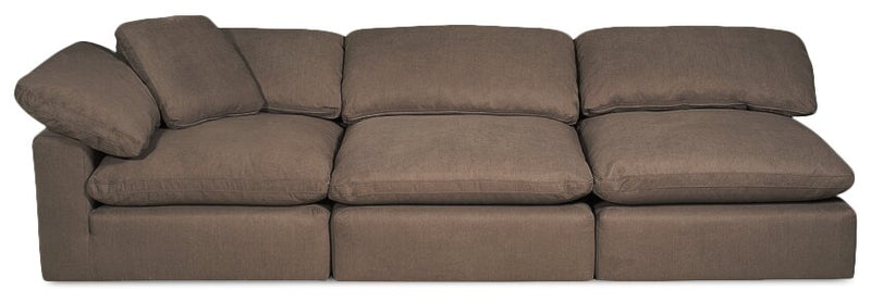 Eclipse 5-Piece Linen-Look Fabric Modular Sectional with Ottoman - Slate