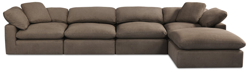 Eclipse 5-Piece Linen-Look Fabric Modular Sectional with Ottoman - Slate