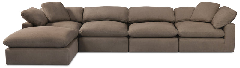 Eclipse 5-Piece Linen-Look Fabric Modular Sectional with Ottoman - Slate