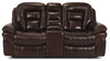 Leo 78\" Genuine Leather Glider Reclining Loveseat with Storage Console - Walnut Brown 