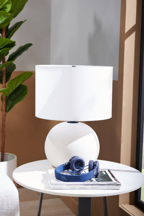 Kort & Co. Elara 18\" White Pewter Ceramic Table Lamp