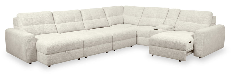 Scott Living Elevate Modular 7-Piece Left-Facing Beige Chenille Fabric Sectional with Power Sliding