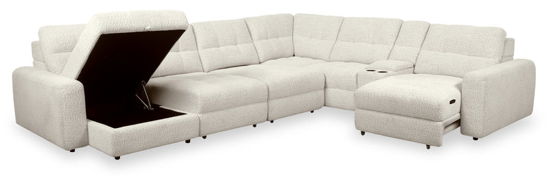 Scott Living Elevate Modular 7-Piece Left-Facing Beige Chenille Fabric Sectional with Power Sliding