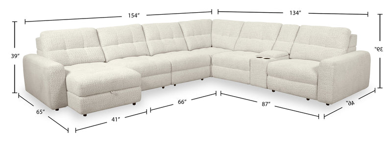 Scott Living Elevate Modular 7-Piece Left-Facing Beige Chenille Fabric Sectional with Power Sliding