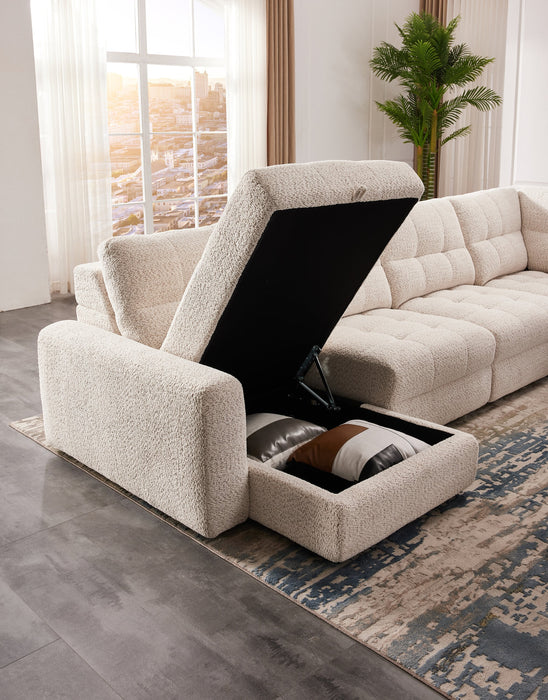 Scott Living Elevate Modular 7-Piece Left-Facing Beige Chenille Fabric Sectional with Power Sliding