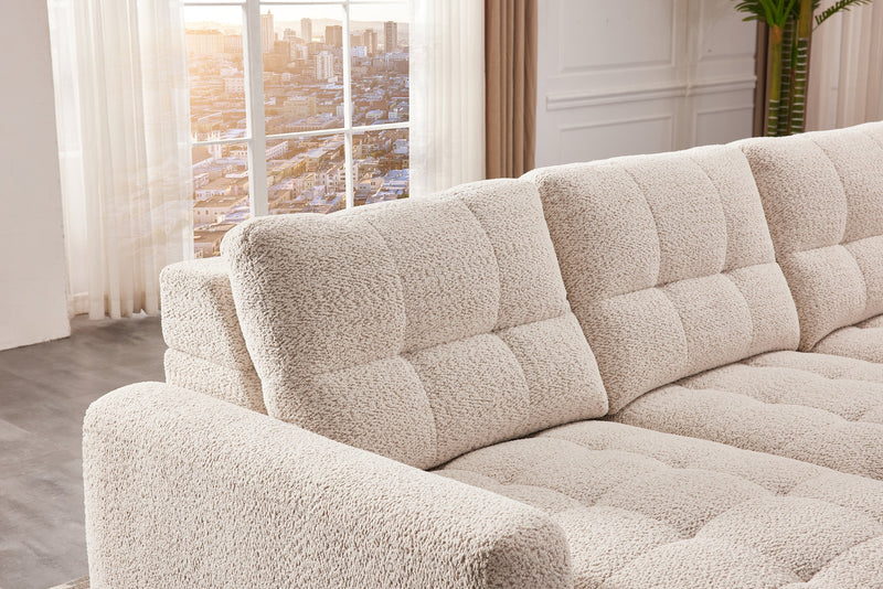 Scott Living Elevate Modular 7-Piece Left-Facing Beige Chenille Fabric Sectional with Power Sliding