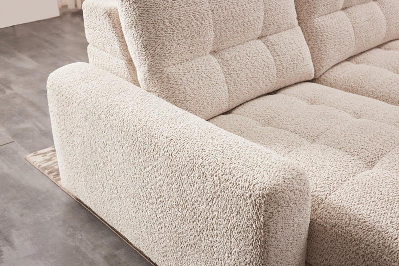 Scott Living Elevate Modular 7-Piece Left-Facing Beige Chenille Fabric Sectional with Power Sliding