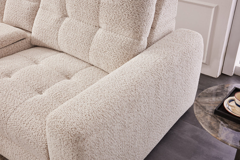 Scott Living Elevate Modular 7-Piece Left-Facing Beige Chenille Fabric Sectional with Power Sliding