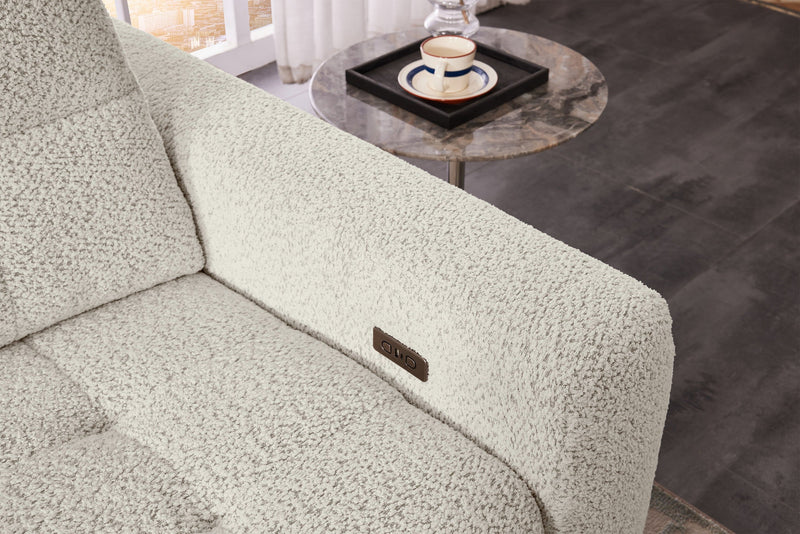 Scott Living Elevate Modular 7-Piece Left-Facing Beige Chenille Fabric Sectional with Power Sliding