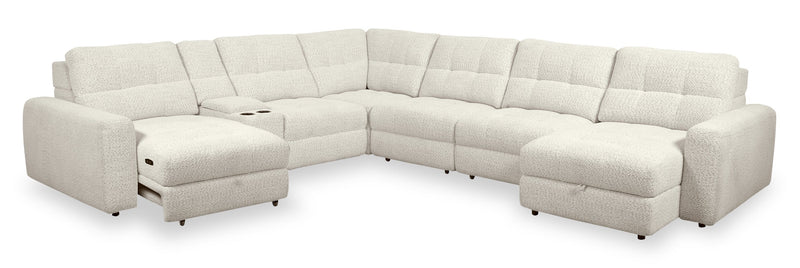 Scott Living Elevate Modular 7-Piece Right-Facing Beige Chenille Fabric Sectional with Power Sliding