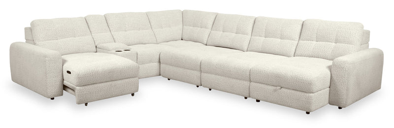 Scott Living Elevate Modular 7-Piece Right-Facing Beige Chenille Fabric Sectional with Power Sliding