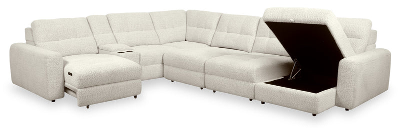 Scott Living Elevate Modular 7-Piece Right-Facing Beige Chenille Fabric Sectional with Power Sliding
