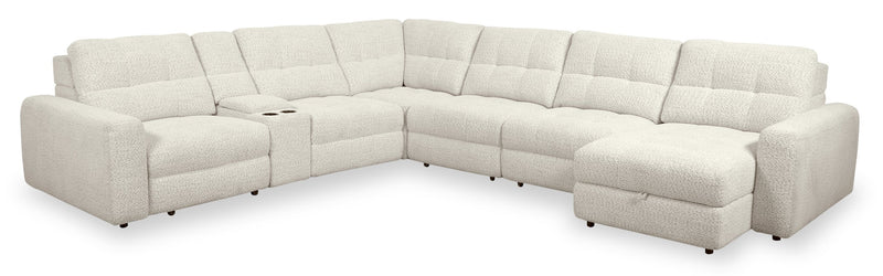 Scott Living Elevate Modular 7-Piece Right-Facing Beige Chenille Fabric Sectional with Power Sliding
