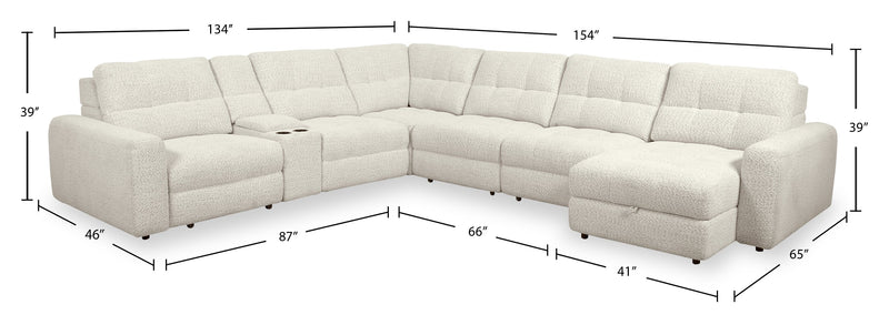 Scott Living Elevate Modular 7-Piece Right-Facing Beige Chenille Fabric Sectional with Power Sliding