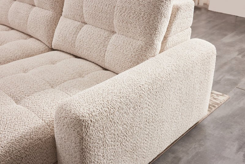 Scott Living Elevate Modular 7-Piece Right-Facing Beige Chenille Fabric Sectional with Power Sliding