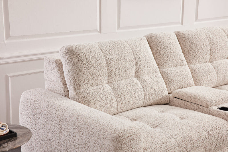 Scott Living Elevate Modular 7-Piece Right-Facing Beige Chenille Fabric Sectional with Power Sliding
