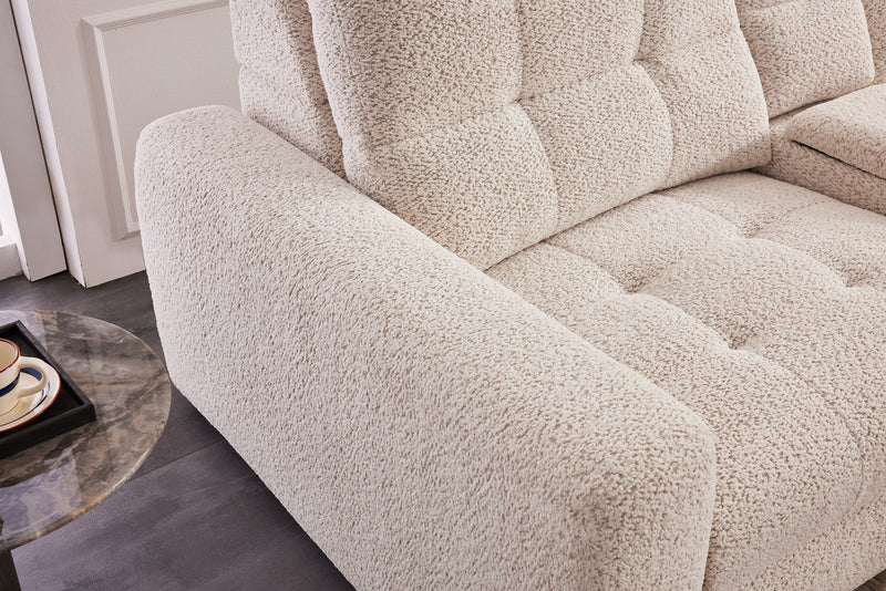 Scott Living Elevate Modular 7-Piece Right-Facing Beige Chenille Fabric Sectional with Power Sliding