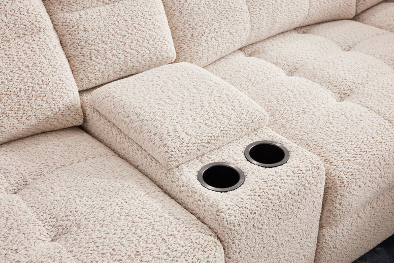 Scott Living Elevate Modular 7-Piece Right-Facing Beige Chenille Fabric Sectional with Power Sliding