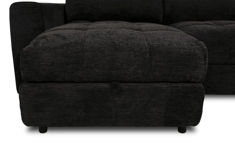 Scott Living Elevate Modular 3-Piece Left-Facing Chenille Fabric Power Reclining and Sliding Sectional - Ebony 