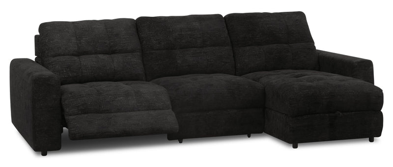 Scott Living Elevate Modular 3-Piece Right-Facing Chenille Fabric Power Reclining and Sliding Sectional - Ebony 
