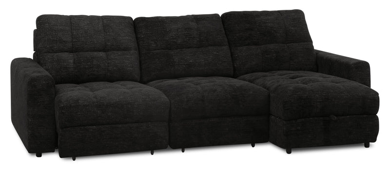 Scott Living Elevate Modular 3-Piece Right-Facing Chenille Fabric Power Reclining and Sliding Sectional - Ebony 