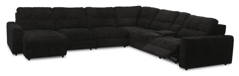 Scott Living Elevate Modular 7-Piece Left-Facing Chenille Fabric Power Reclining and Sliding Sectional - Ebony 