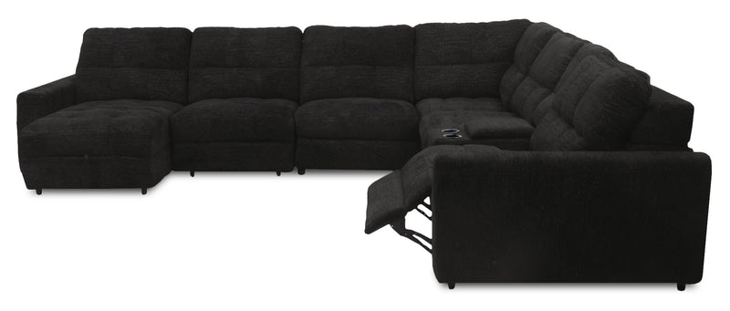 Scott Living Elevate Modular 7-Piece Left-Facing Chenille Fabric Power Reclining and Sliding Sectional - Ebony 