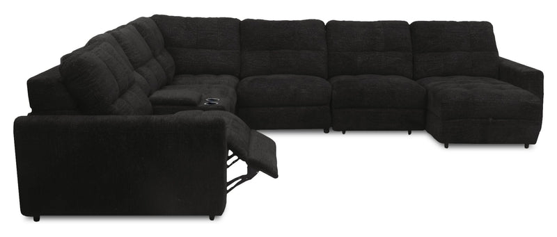 Scott Living Elevate Modular 7-Piece Right-Facing Chenille Fabric Power Reclining and Sliding Sectional - Ebony 